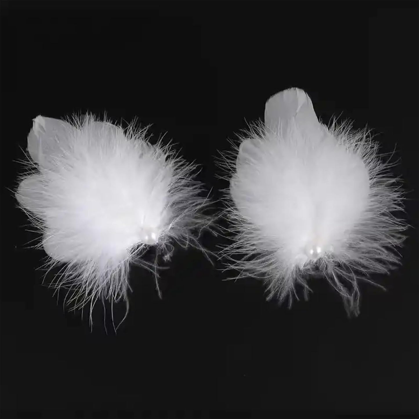 2 Pcs Feather Hair Clips White Swan Headpiece for Women Feather Accessories for Girl Pearl Ostrich Hair Pins Ballet Style Stage Performance
