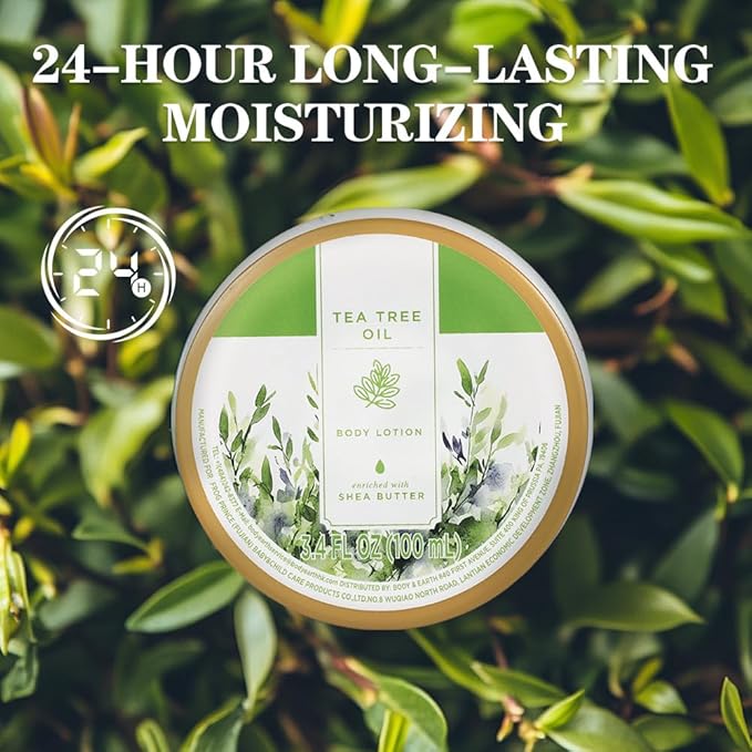 Princess Belle Tea Tree Oil Lotion, Travel Size Body Lotion for Women and Men Dry Skin, Deep Moisturizing and Hydrating with Natural Shea Butter, Smell Good, 100ml(3.4floz)