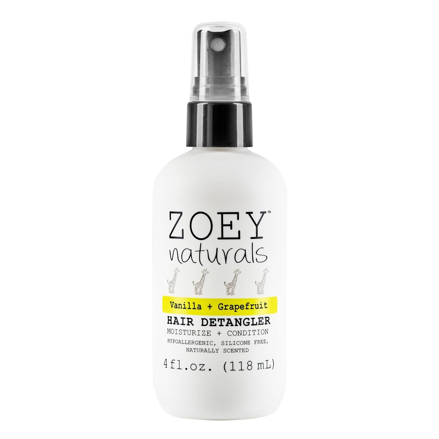 Zoey Naturals - Vanilla Grapefruit Hair Detangler Spray for Kids - Moisturizes Scalp & Fights Tangles & Dry Hair - Non-Toxic Tear-Free Leave-In Conditioner Treatment for Babies - Made in the USA, 4 Oz