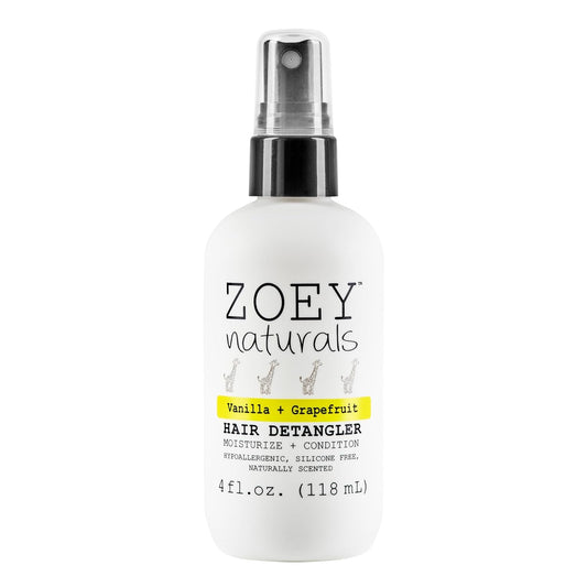 Zoey Naturals - Vanilla Grapefruit Hair Detangler Spray for Kids - Moisturizes Scalp & Fights Tangles & Dry Hair - Non-Toxic Tear-Free Leave-In Conditioner Treatment for Babies - Made in the USA, 4 Oz