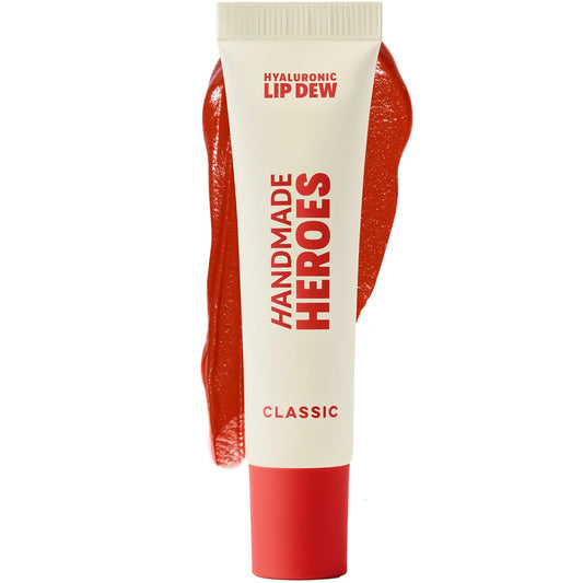 Handmade Heroes 100% Natural Vegan Tinted Lip Gloss with Hyaluronic Acid - Lightweight Moisturizing Soft Lipstick for Dry Lips - Classic (Red)