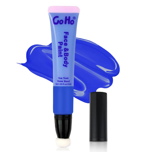 Go Ho Royal Blue Face Paint Washable,Water Based Cream Blue Face Body Paint,Halloween Cosplay SFX Smurf Mystique Avatar Clown Makeup,Highly Pigmented,Smooth and Safe for Skin