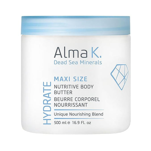 Alma K Nutritive Body Butter Maxi for Women - With Dead Sea Minerals - Shea Cream - Body Butter for Dry Skin - 16.9 oz