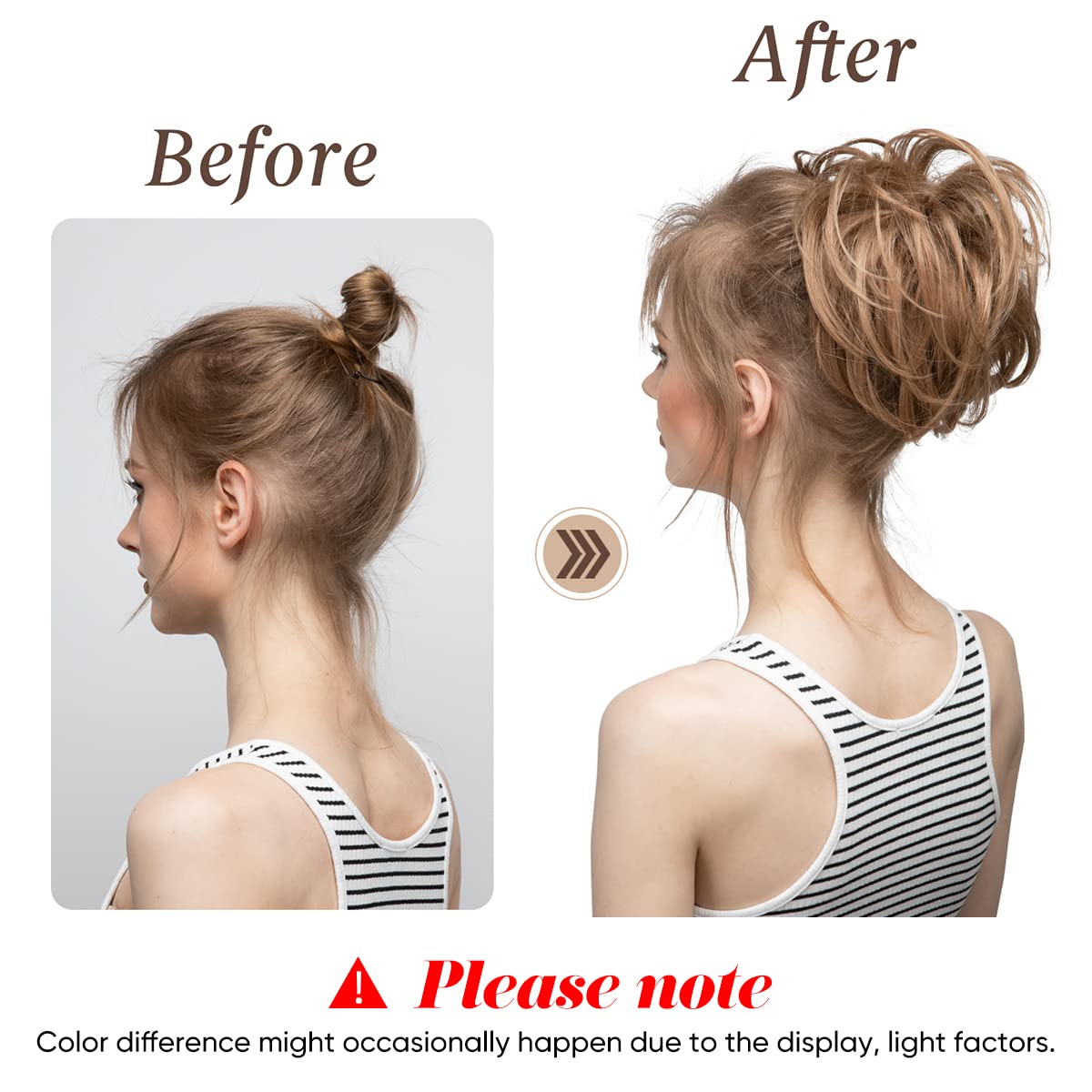 CJL HAIR Large Messy Bun Hair Piece Wavy Curly Scrunchies Synthetic Chignon Ponytail Hair Extensions Thick Updo Hairpieces for Women Beach Blonde