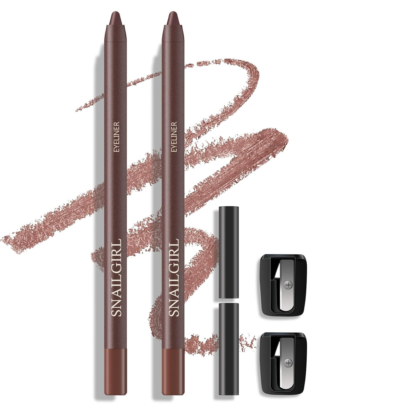 KYDA 2 Pcs Gel Eyeliner Pencil, Smooth Creamy Matte Gel Eyeliner with Sharpener, Multi-Use Sharpenable Eye Liner, Lasting Waterproof Smudge Proof, High Pigmented Waterline Eyes Makeup Pen, STONE