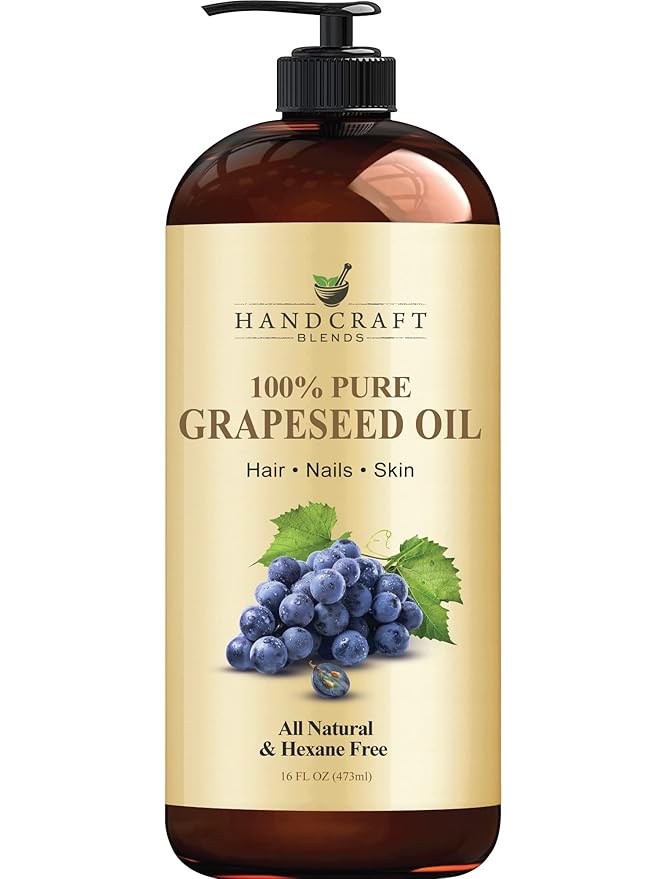 Handcraft Blends Grapeseed Oil - Cold-Pressed 16 Fl Oz (Pack of 2) - 100% Pure and Natural - Premium Grade Carrier Oil for Skin and Hair - Hair and Body - Massage - Hexane-Free