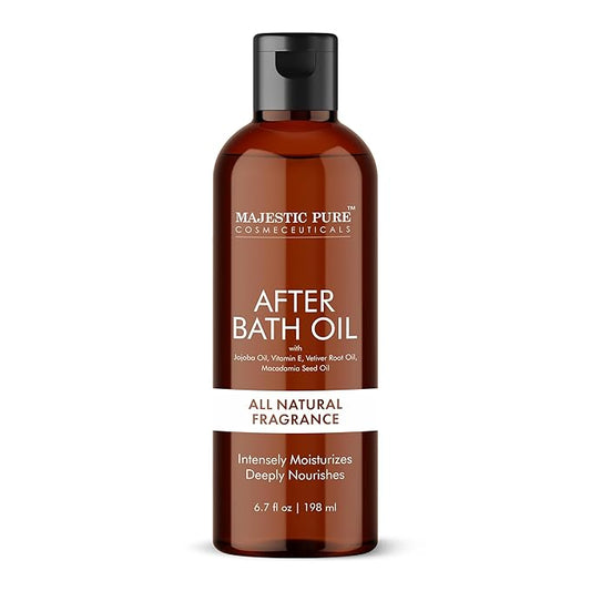 Majestic Pure After Bath Oil - 100% Pure & Natural | Repair Dry, Damaged Skin | Moisturizing Skin, Hair and Scalp | Infused with Jojoba Oil & Vitamin E | 6.7 Fl Oz