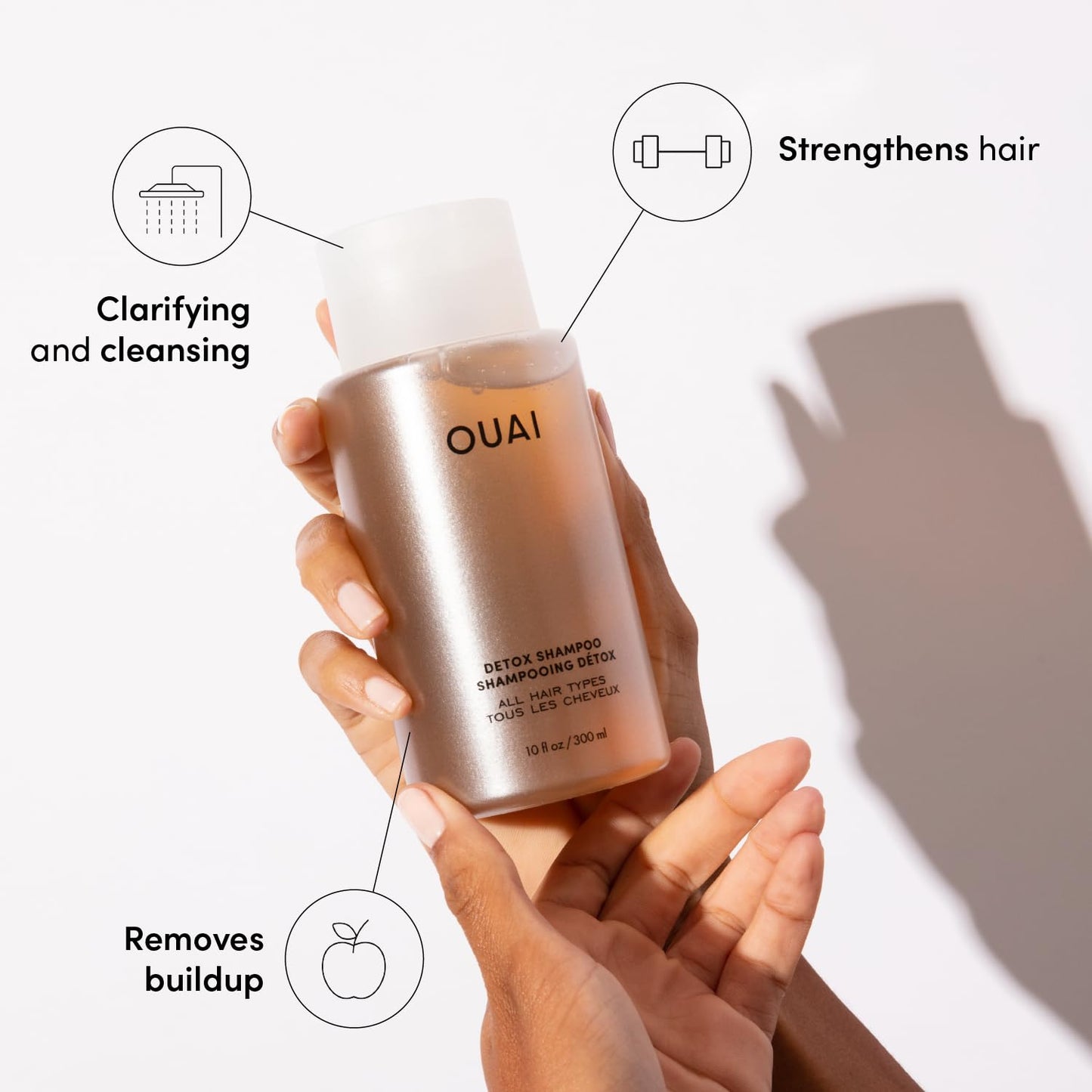 OUAI Detox Shampoo Refill - Clarifying Shampoo for Build Up, Dirt, Oil, Product and Hard Water - Apple Cider Vinegar & Keratin for Clean, Refreshed Hair - Sulfate-Free Hair Care (32 oz)