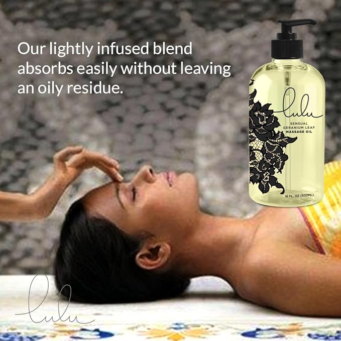 Lulu Massage Oil 16 Ounces for Full Body Massages of Joint and Muscles. Scented with Essential Oils and Sweet Almond Oil. for Couple Massage Therapy. Made in USA