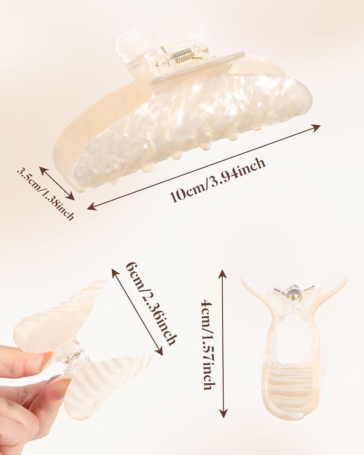 Molans 3PCS Hair Claw Clips Acrylic Clamps for women - Non-slip Strong Hold Barrettes for Thin Thick Hair, Medium hair clips Accessories