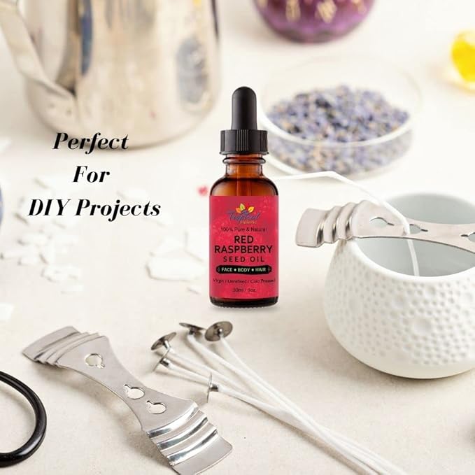 100% Pure Red Raspberry Seed Oil 1 oz, Premium Natural Oil for Face, Skin, Hair, Hands, Anti-Aging, Flavoring, Shaving, Pimples, Neck