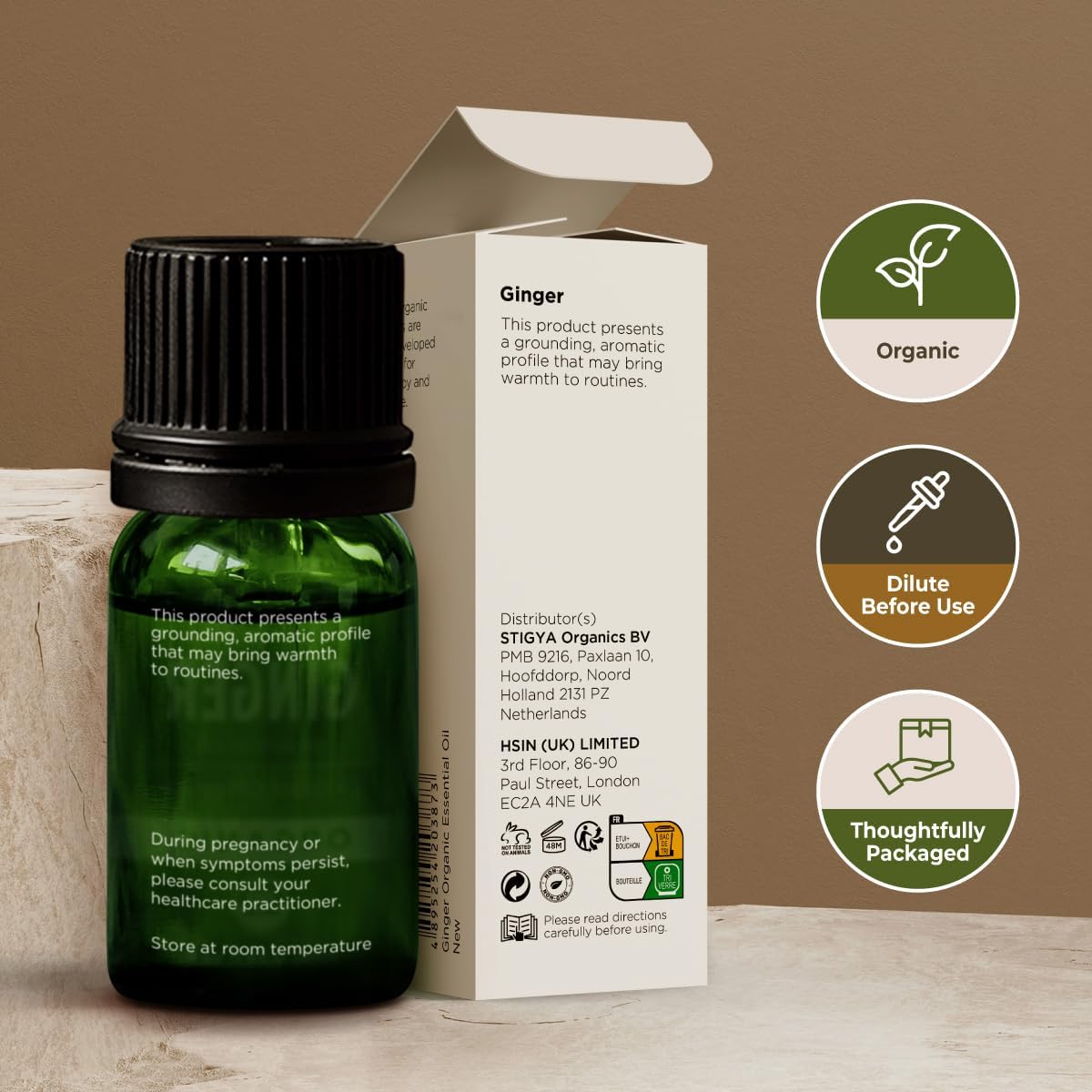 Gya Labs Organic Ginger Essential Oil - 0.34 Fl Oz - for Skin, Hair, Diffuser, Aromatherapy, DIY Candle Making Scents