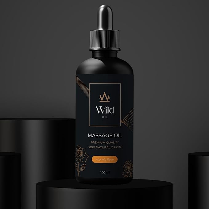 Atomic Rose Luxurious Massage Oil Mineral, Grape Seed, Jojoba & Lavender Skin Moisturization Hair Nourishment Hydration, Elasticity, Vegan & Natural (100ml)