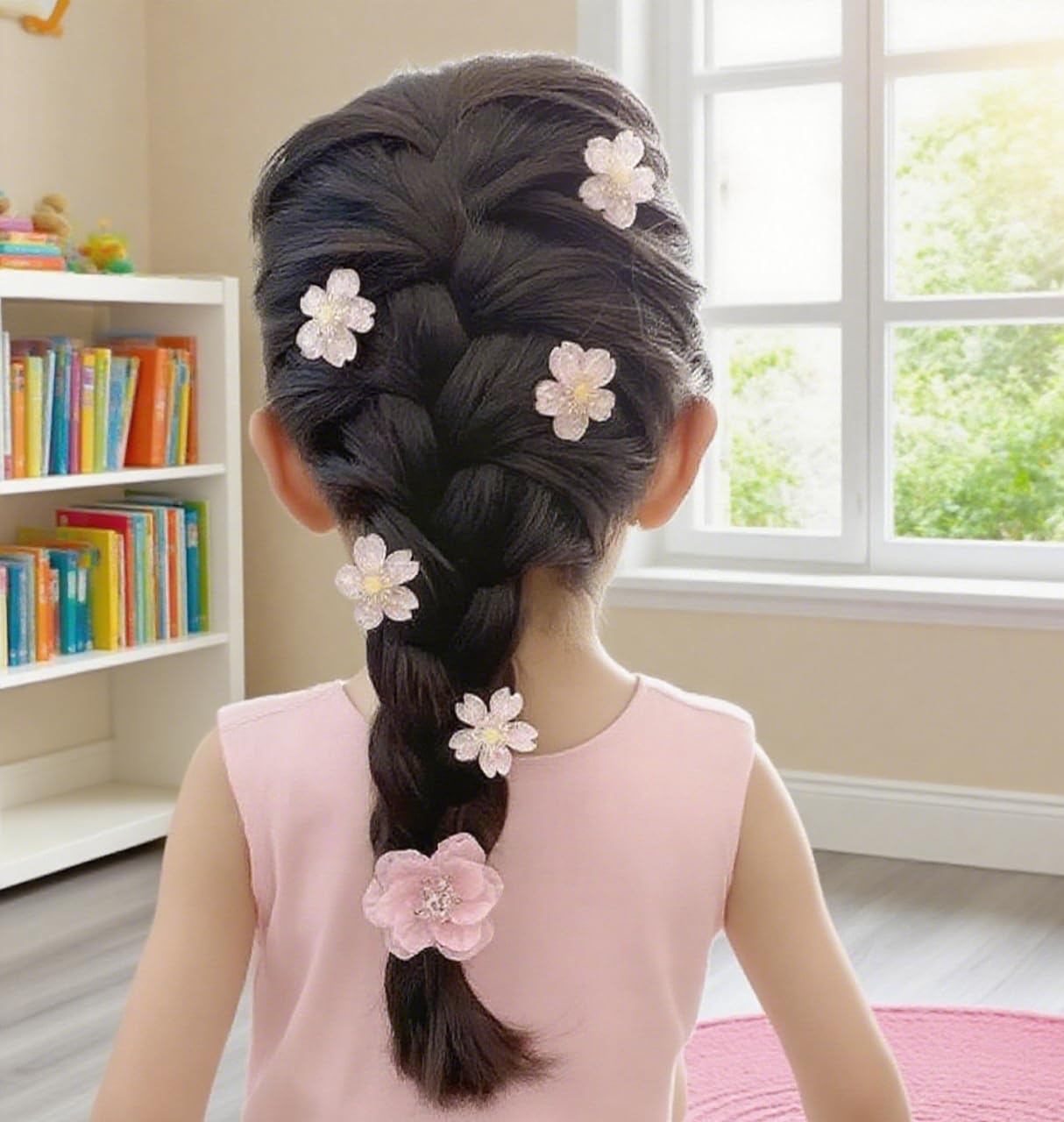 15PCS cherry blossom hair clip & 3PCSCamellia Flower y2k Hair Clips Set - Pink Blue Yellow Hard Floral Barrettes, Dainty Wedding Party Birthday Accessories Cute Flower Hair Clip for Women Girls