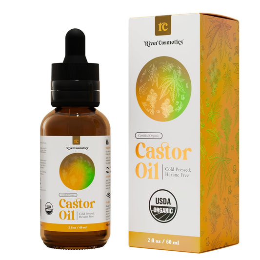 Organic Castor Oil, Cold Pressed in Glass Bottle for Naturally Nourishing Hair Care and Skincare, USDA Certified Organic 100% Pure Castor Oil, Hexane Free, 2 Fl Oz.
