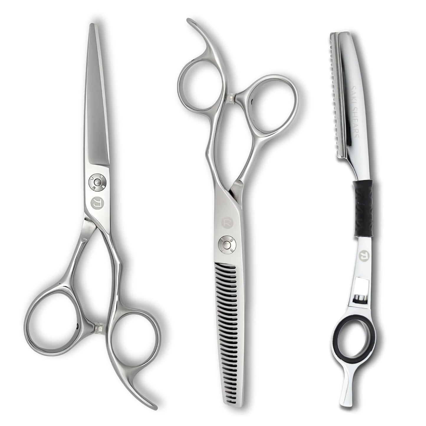 Saki Ha Professional Hair Shears Set 6.0 Inch - Includes Hair Scissors, Thinning Shears and Razor - Handmade from Japanese Steel