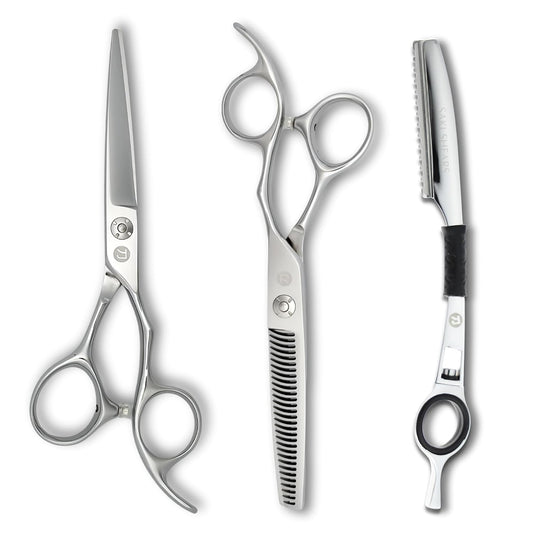 Saki Ha Professional Hair Shears Set 5.5 Inch - Includes Hair Scissors, Thinning Shears and Razor - Handmade from Japanese Steel