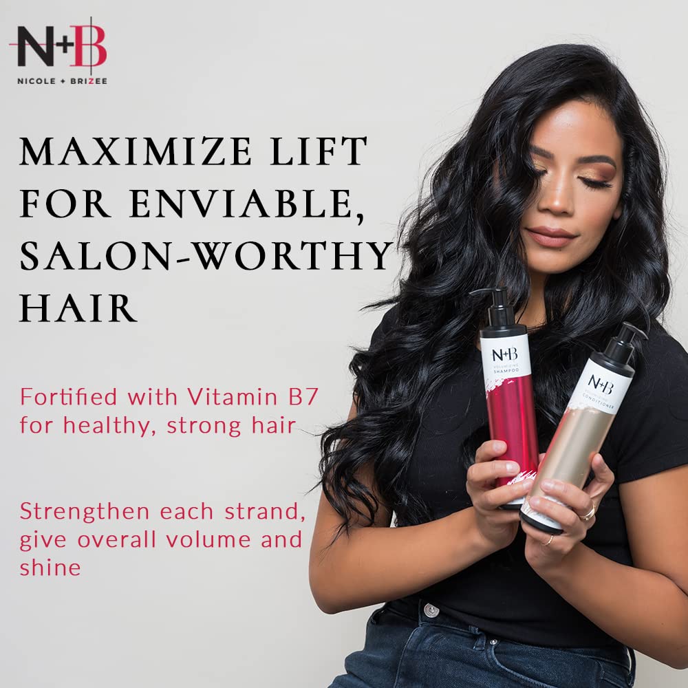 Nicole + Brizee N+B Volume Shampoo + Conditioner Set | Sulfate-Free, Paraben-Free | Strengthens, Hydrates, Volumizes, Nourishes | For All Hair Types | USA Made