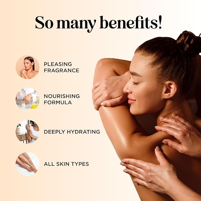 Mango Sensual Massage Oil for Couples - Alluring Tropical Full Body Massage Oil for Date Night and Nourishing Body Moisturizer with Sweet Almond - Vegan Non Staining Non Greasy Smooth Gliding Formula