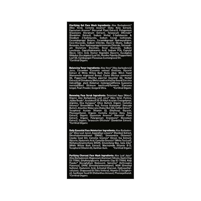 Brickell Men's Daily Elite Face Care Routine I, Toner, Gel Facial Wash, Face Scrub, Anti-Aging Night Cream, Eye Cream, Charcoal Mask and Moisturizer, Natural and Organic, Scented