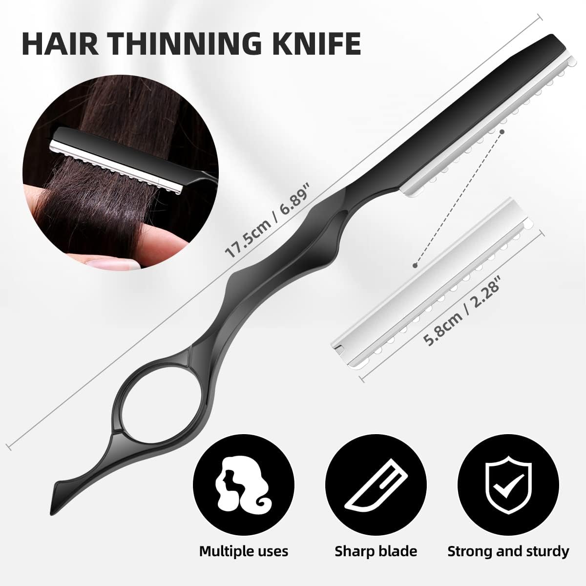 Professional Hair Cutting Scissors Sets Stainless Steel Barber Hairdressing Scissors Multifunctional Salon Thinning Scissors Straight Shears Tools Gifts for Mom Dad and Friends (Black)