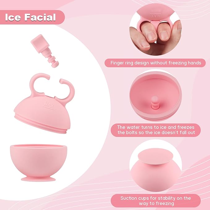2 Pack Ice Roller for Face, Ice Cube Roller for Face Neck Body and Eye Ice Face Roller Tones Skin Eliminates Puffiness Face Ice Mold Ice for Face Gua Sha, Ice Roller for Face Women Men (Pink Blue)