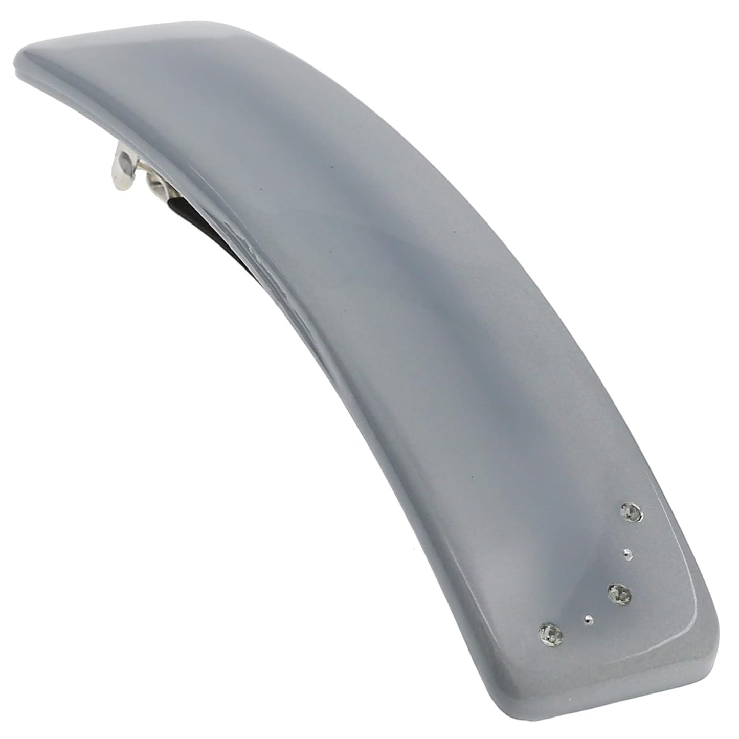 Camila Paris CP3445 French Hair Barrette Clip for Girls, Gray, Rubberized Automatic Clasp Strong Hold Grip Hair Clips for Women, No Slip and Durable Styling Girls Hair Accessories, Made in France