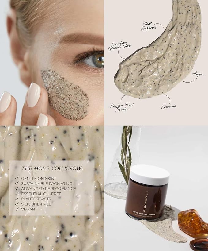 FITGLOW Beauty - Natural Micro Exfoliant + Mask | Vegan, Woman-Owned Clean Beauty (4 oz | 120 ml)