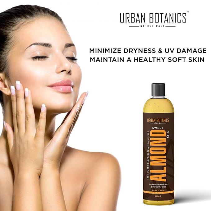 Pure Cold Pressed Sweet Almond Oil for Hair and Skin, 6.76 fl.Oz (Odorless)