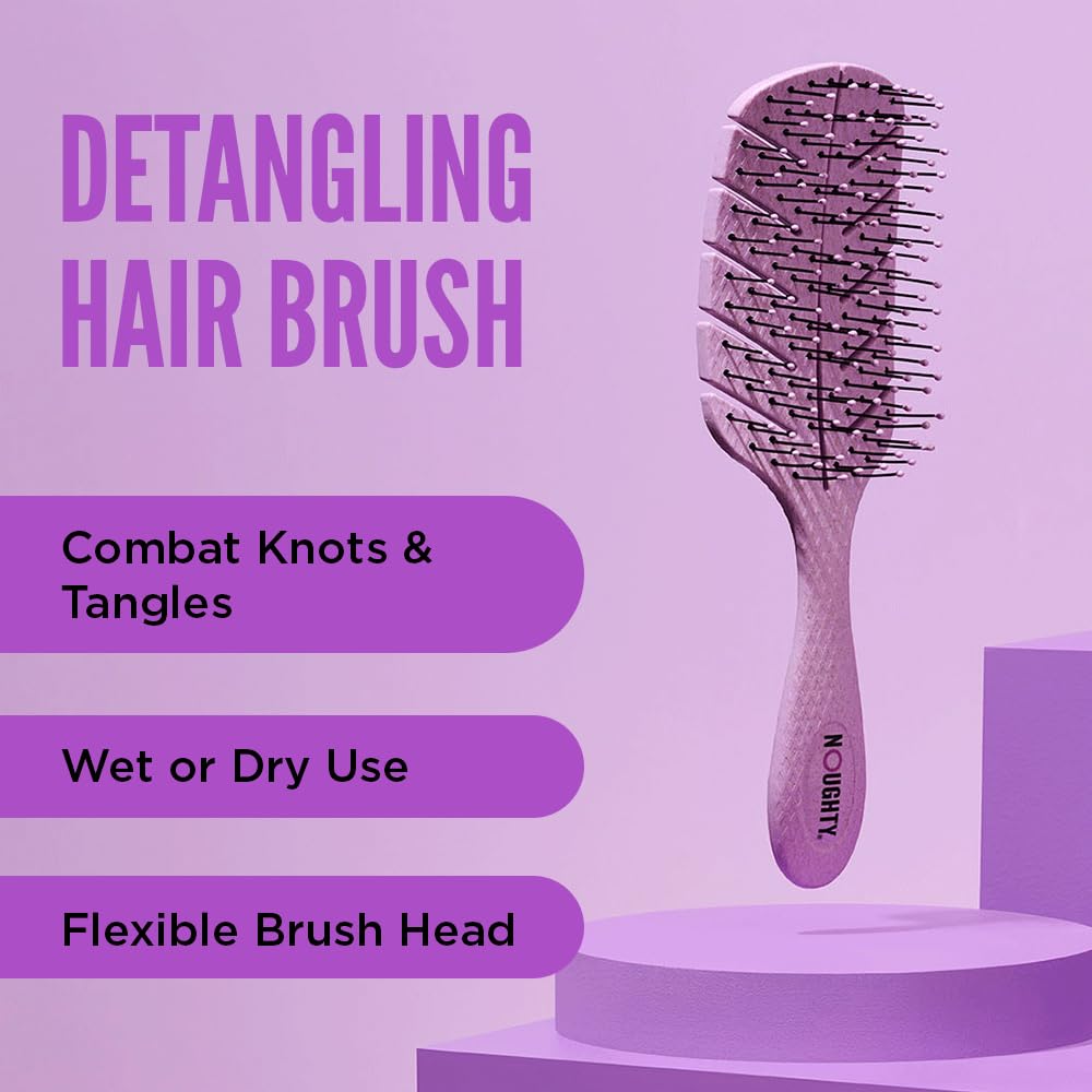 Noughty The Purple One Detangling Brush for Wet and Dry, Smooth and Tangle-Free Hair, Styling and Shower Brush for All Hairtypes, Eco-Friendly and Flexible for Daily Use