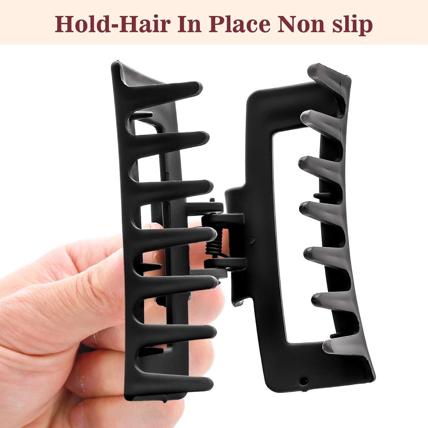 2 Pieces Square Claw Clips 3.5 Inch Matte Non-slip Hair Clamps Medium Hair Claw Clips Fashion Strong Hold Banana Clip Thick Thin Hairs Styling Accessories for Women Girls
