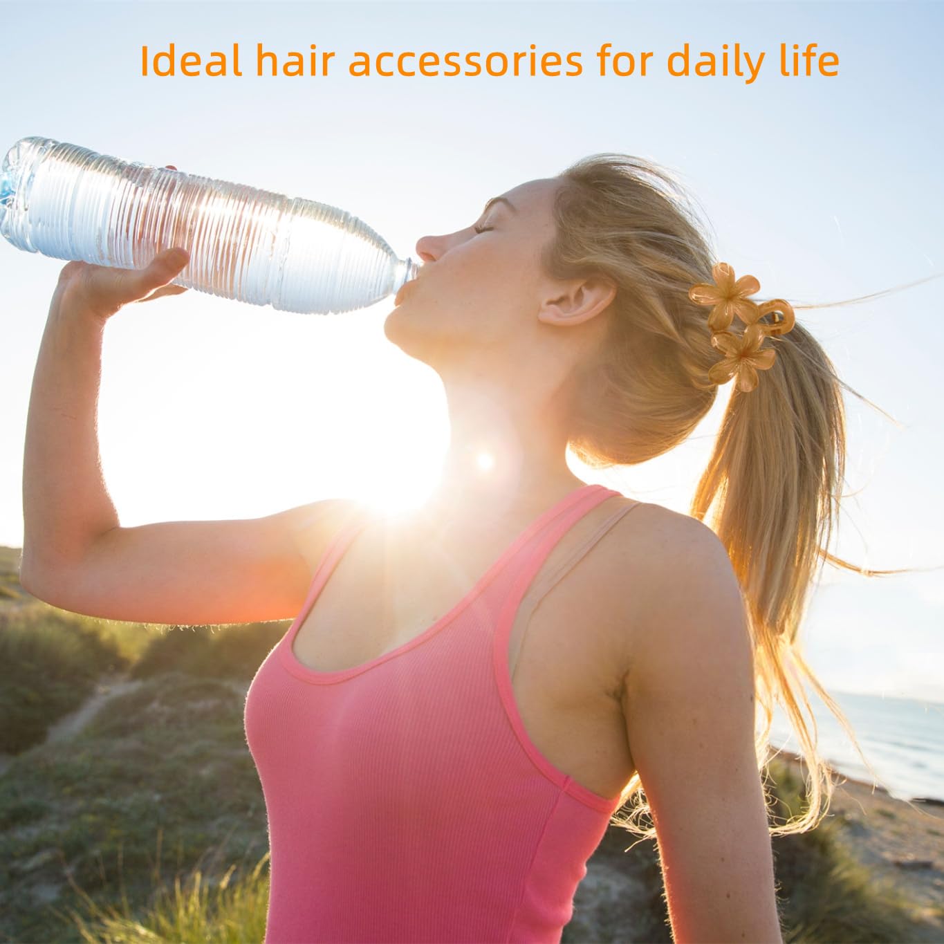 MARY LAVENDER Hair Clip Big Claw Clips for Women and Girls, Non Slip Strong Hold Flower Shape Hair Clips for Medium Hair Thin Hair 4 Colors