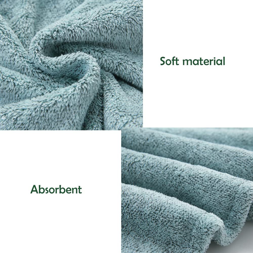 2 Pack Hair Drying Towels, Hair Wrap Towels,Absorbent Microfiber Hair Towel Turban with Button Design to Dry Hair Quickly(Star Green&Camel)