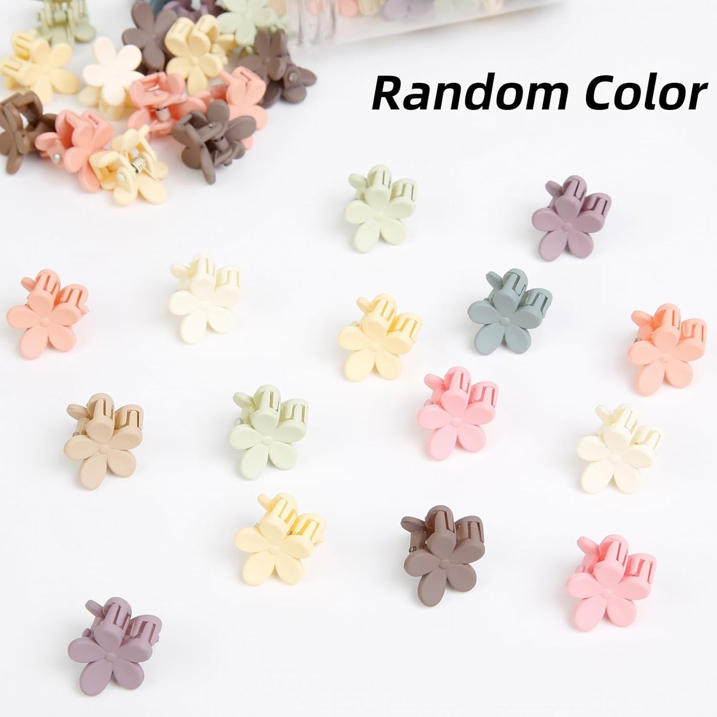 TERSE Mini Flower Hair Clip for Women Girls - 50Pcs Colorful Baby Hair Clips Cute Small Hair Clips Mini Claw Clips Strong Grip Toddler Hair Accessories for Hair Styling