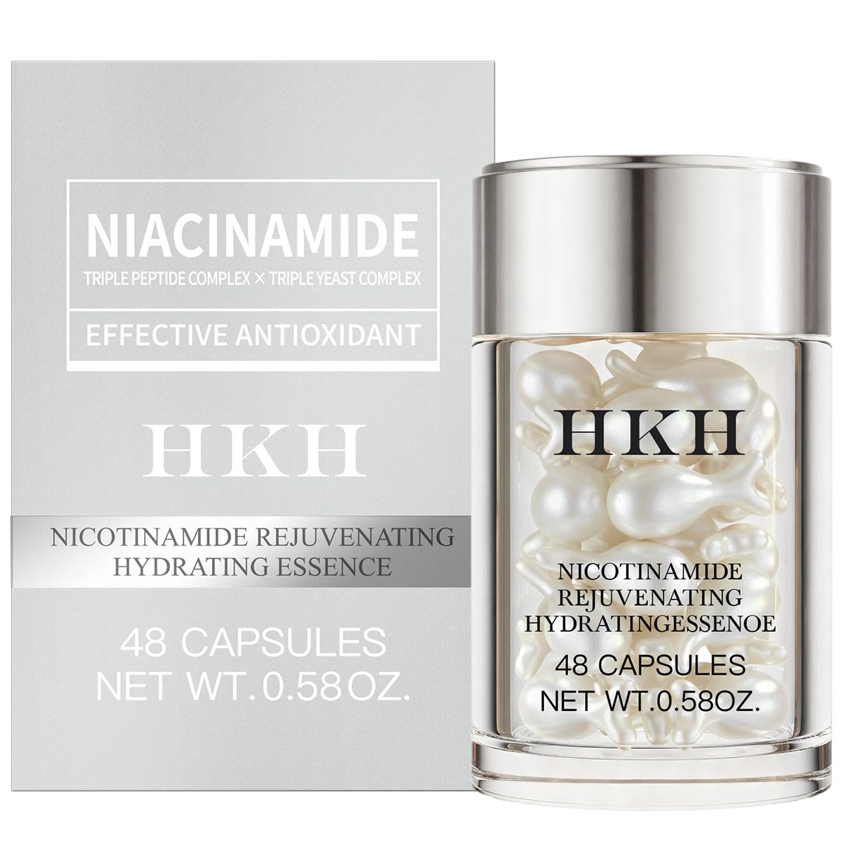 HKH Niacinamide Serum Capsules for Face – Anti Aging, Dark Spot Remover, Hydrating with Hyaluronic Acid & Vitamin E, Reduces Wrinkles and Fine lines, Smoothing and Firming Skin Care,Travel Portable