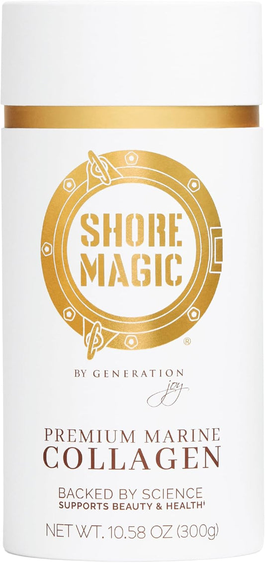 Shore Magic Premium Marine Collagen Powder Types I-IV – Wild Fish, Hydrolyzed Peptides, Unflavored, 9g Protein Per Serving – Supports Youthful Skin, Hair, Nails & Joints, 30-Day Supply