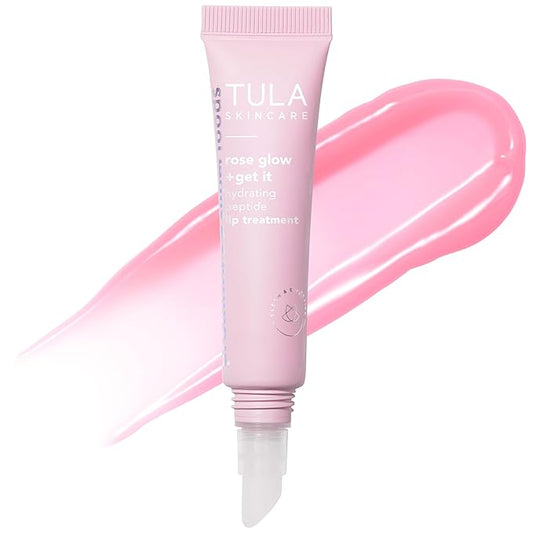 TULA Skin Care Rose Glow + Get It Lip Balm - Hydrating Peptide Lip Treatment with Hyaluronic Acid & Vitamin E, 0.28 oz.