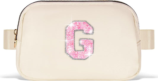 Fanny Pack Belt Bag Crossbody Bags with Initials Letter Patch Trendy Stuff for Teens Cute Stuff Birthday Gifts for Teenager Girls | Khaki,Initial G