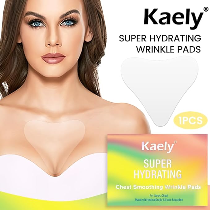 evpct 1Pcs Silicone Chest Smoothing Wrinkle Pads Reusable, Silicone Anti Chest Wrinkle Patches Reusable for Chest Wrinkles Overnight, Décolleté Chest Wrinkle Pillow Pad for Smoother,Size M-Small Heart