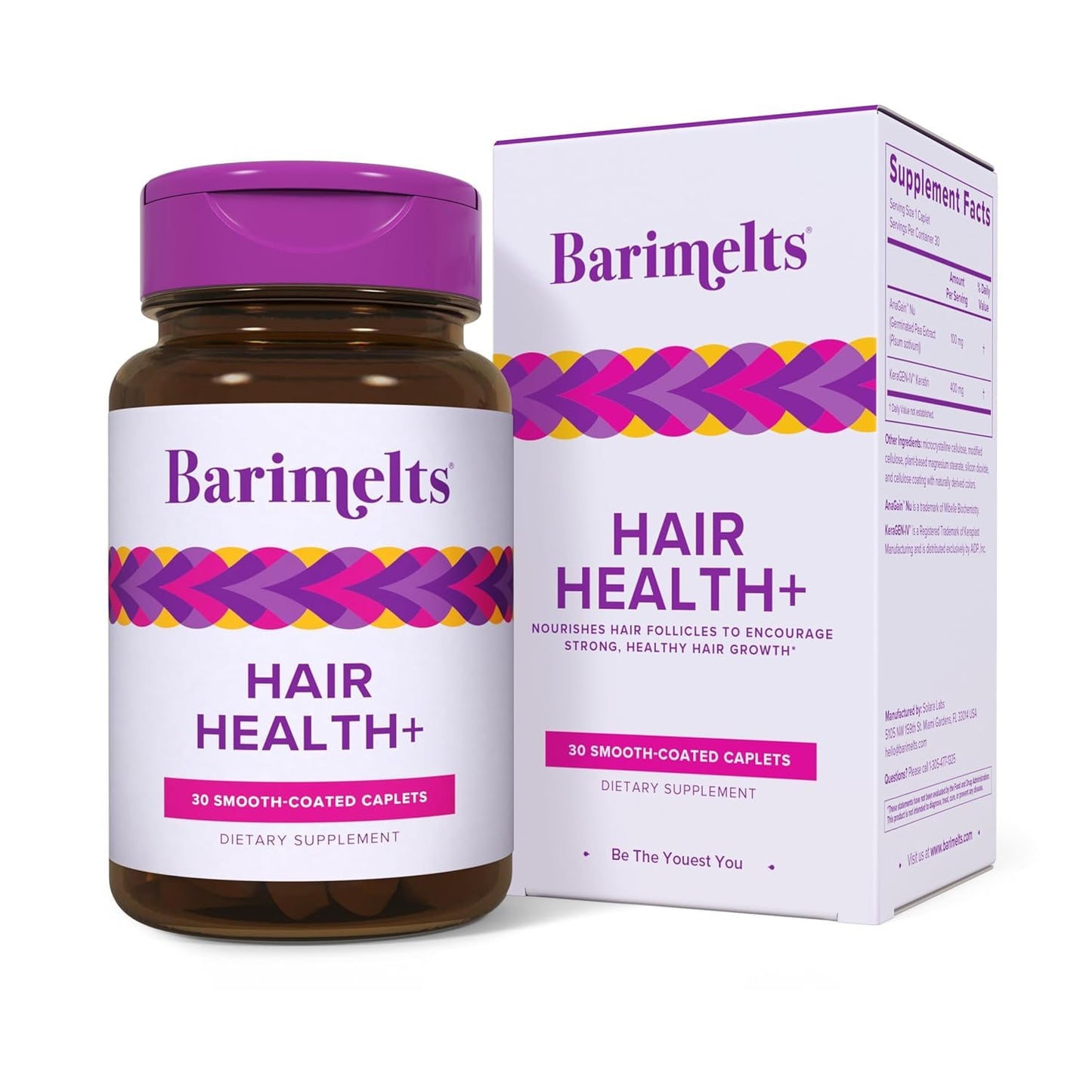 Barimelts Hair Health+ – Helps Reduce Hair Thinning for GLP-1 Users or Bariatric Patients – Hair Growth Supplement with Clinically Studied AnaGain™ Nu and Keratin – 1-Month Supply