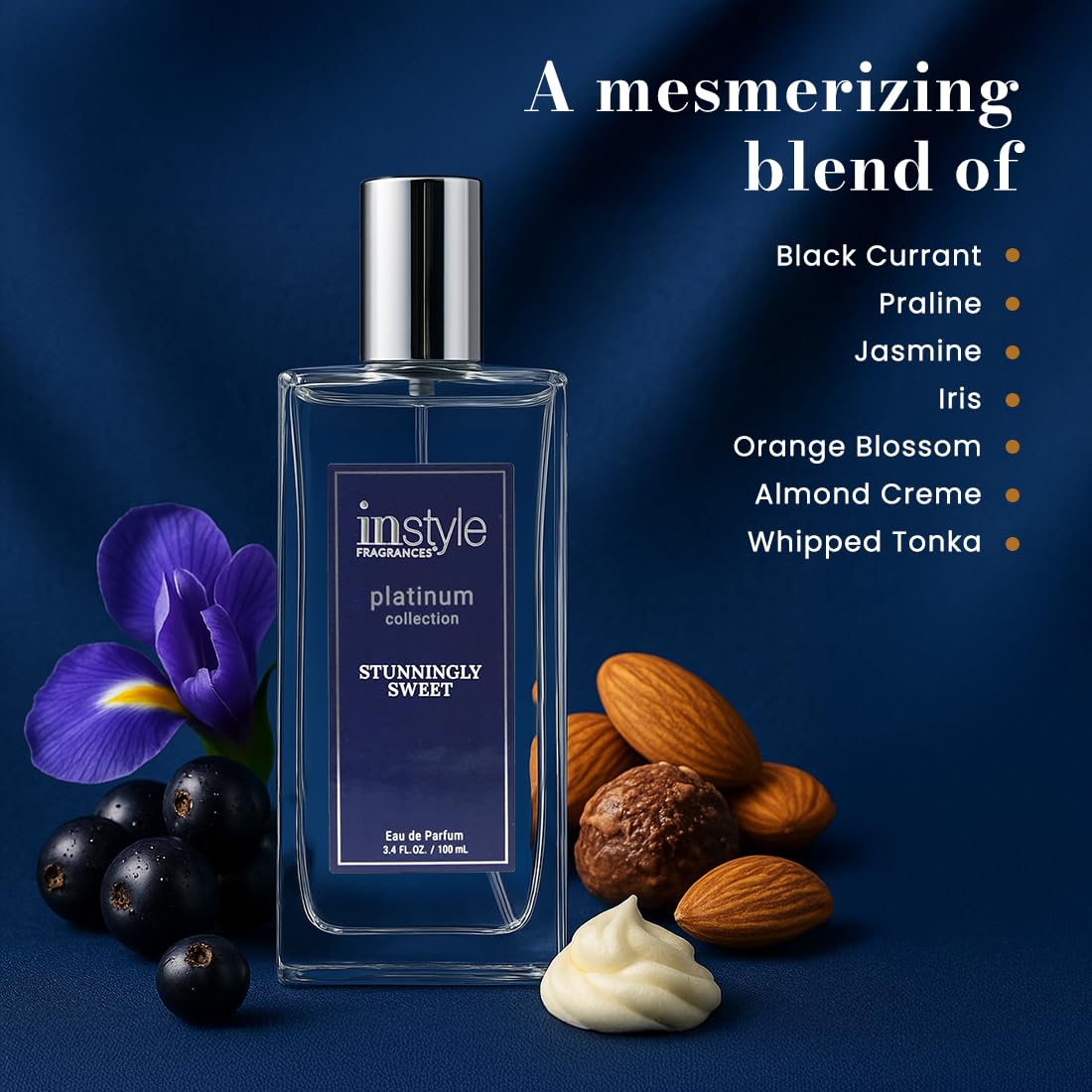 Instyle Fragrances Platinum Collection Stunningly Sweet, Premium Women’s Eau de Parfum, CLEAN, Vegan, Paraben-Free, Never Tested on Animals, 3.4 Fluid Ounces