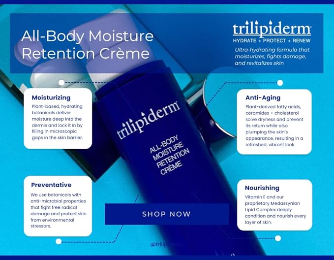Trilipiderm Overnighter Bundle – All-Body Moisture Retention Crème and Rehydration Night Crème Set – Nightly Moisturizing, Lipid Replacement and Renewal