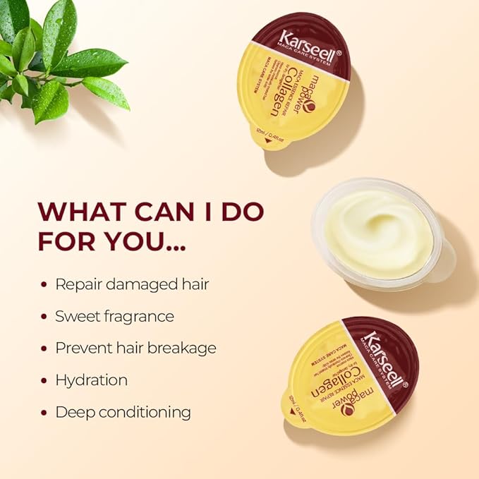 Karseell 8 Pack Collagen Hair Mask for Dry Damaged Hair Argan Oil Travel-Size Collagen Hair Treatment Deep Repair Conditioning All Hair Types 3.25floz