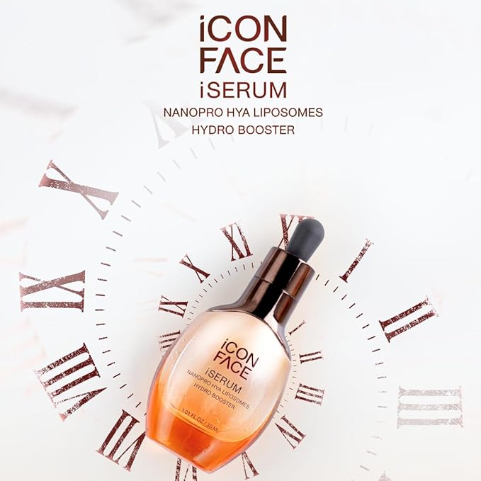 iCon Face iSerum - 20x Nano Hyaluronic Acid Ageless Hydro Booster Serum, 12Hour Moisturizing & Collagen Production, Age Defying, Natural Arbutin, Pearl Extract, 30ml