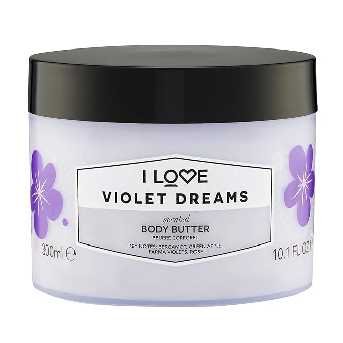 I Love Violet Dreams Scented Body Butter - Hydrating Body Butter for Dry Skin - Vitamin E and Aloe Vera - Shea Butter and Coconut Oil - 10.1 oz