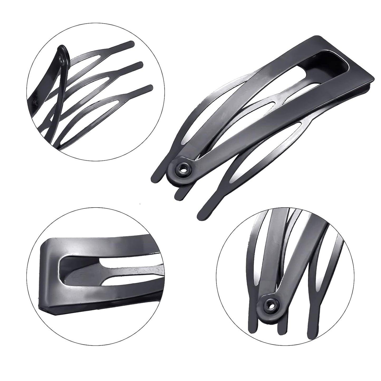 Chinco 24 Pcs Double Grip Hair Clips Metal Snap Clips Women Barrettes for Hair Making, Salon Supplies(Gun Black,2 Inch)