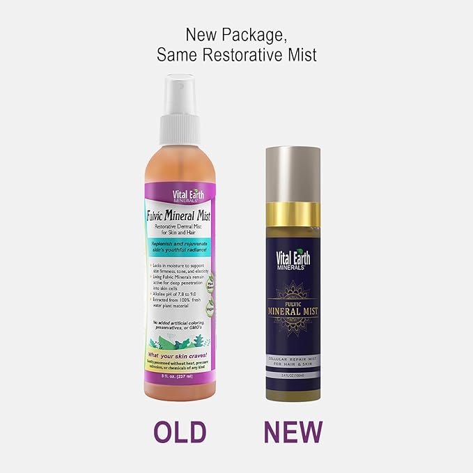 Vital Earth Fulvic Mineral Facial Mist, Travel-Friendly – Anti-Aging Face & Hair Spray for Cellular Renewal & Hydration, 3.4 Oz