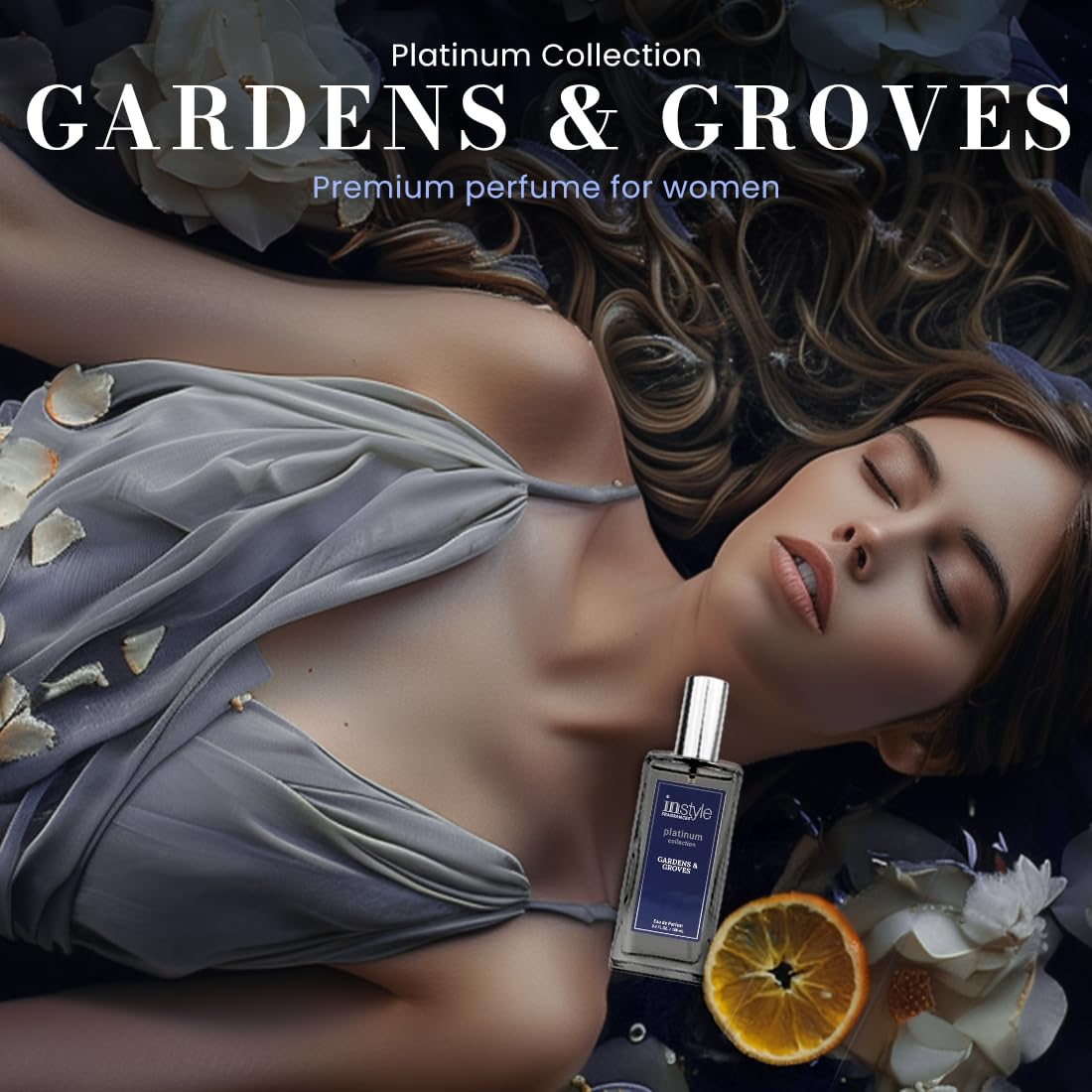 Instyle Fragrances Platinum Collection Gardens & Groves, Premium Women’s Eau de Parfum, CLEAN, Vegan, Paraben-Free, Never Tested on Animals, 3.4 Fluid Ounces