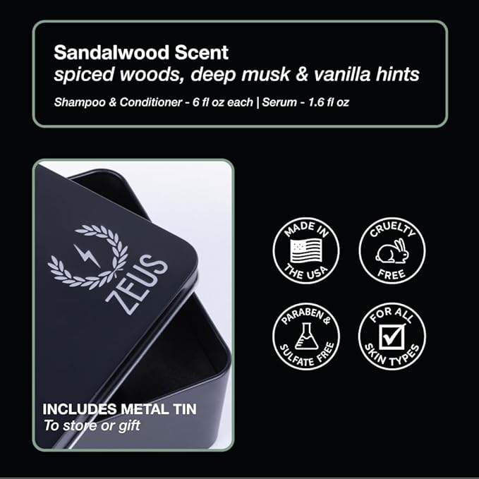 ZEUS BeardPLUS Essential Beard Growth Set, Premium Shampoo & Conditioner Wash and Growth Serum for Thicker & Stronger Facial Hair with Biotin (Made in USA) 3-Piece Set