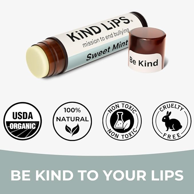 Sweet Mint Lip Balm – Natural Minty Lip Moisturizer with Organic Ingredients | Gluten-Free, Grain-Free, Paraben-Free Chapstick Alternative for Dry Lips | Kind Lips Single Tube